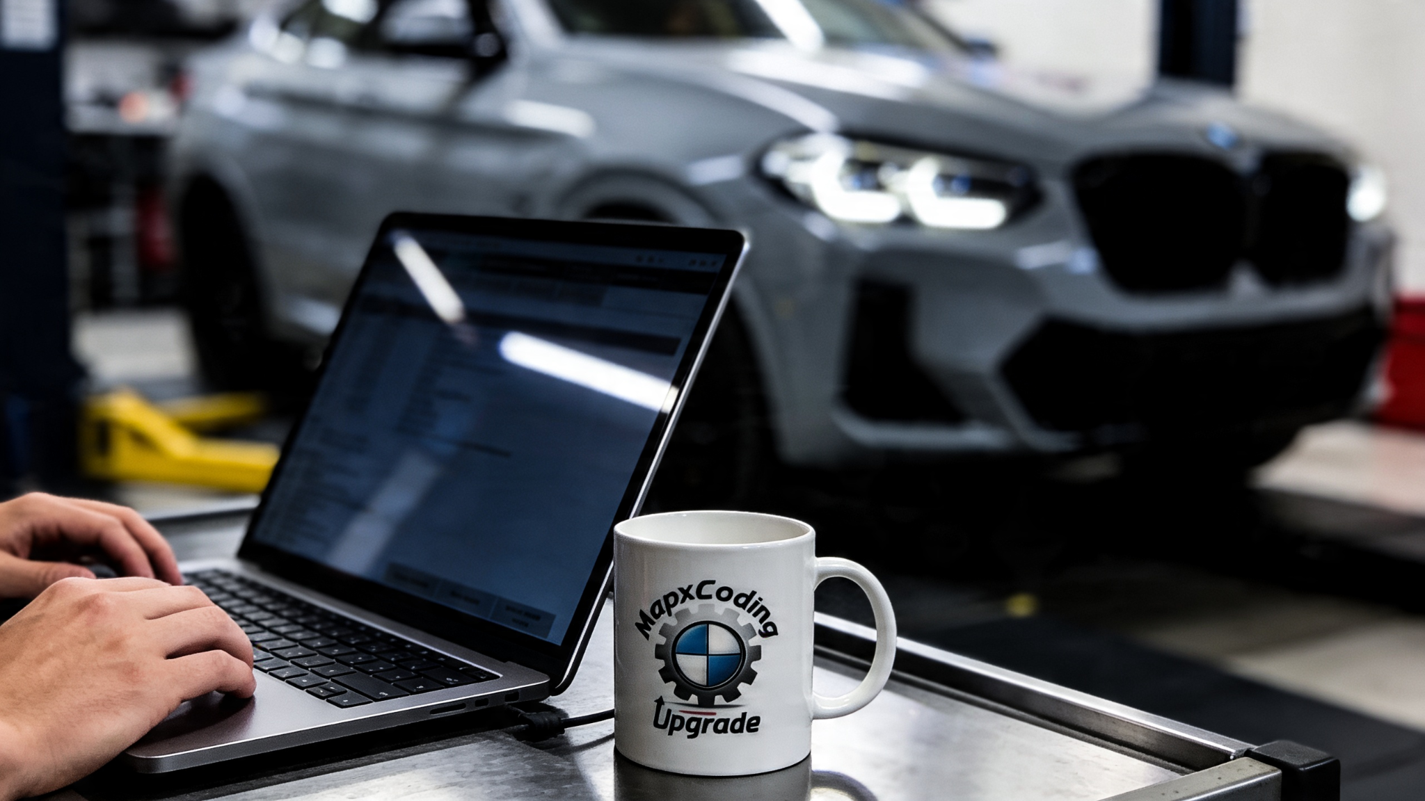 BMW coding work underway in a garage